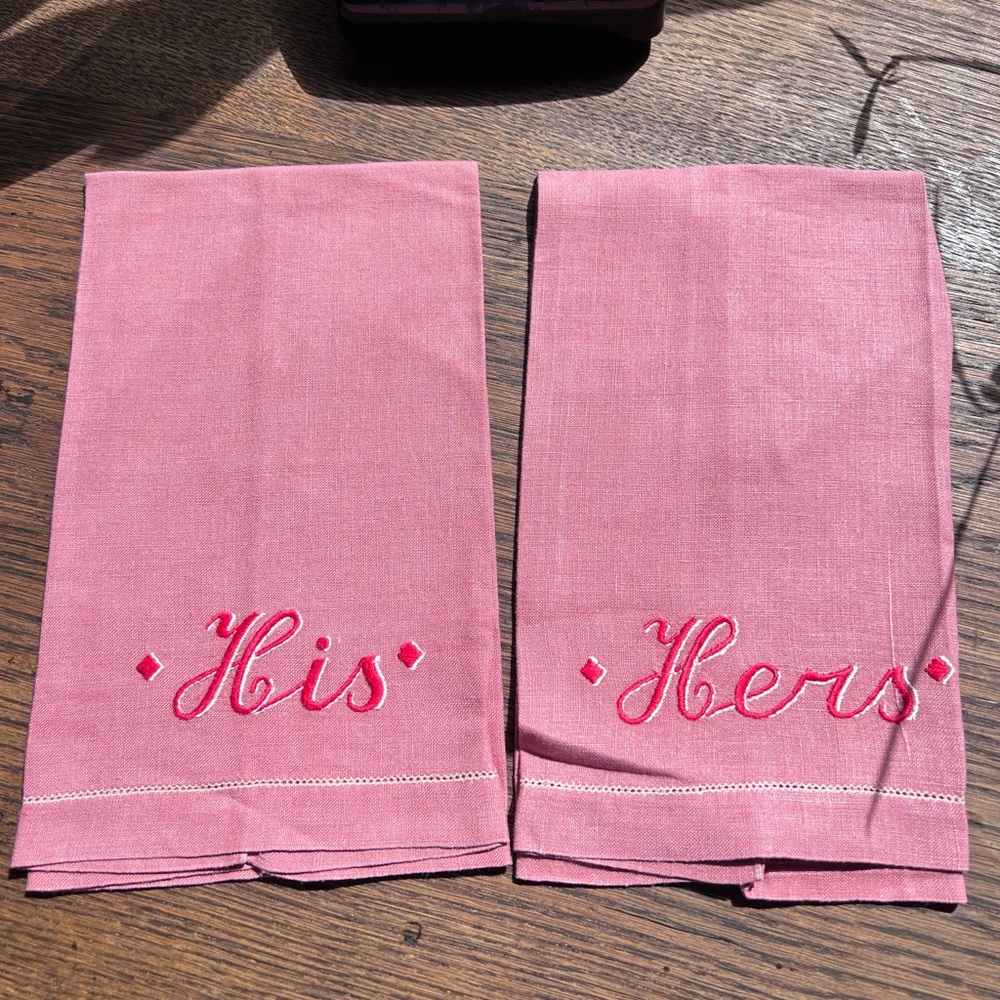 Vintage His/Hers Linen Hand Towels